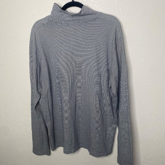 Polo Ralph‎ Lauren XL Gray Striped Turtleneck Long Sleeve Cotton Shirt Mens - Picture 4 of 9